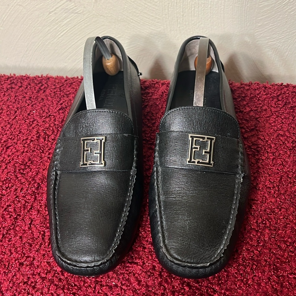Fendi Black Leather Loafers